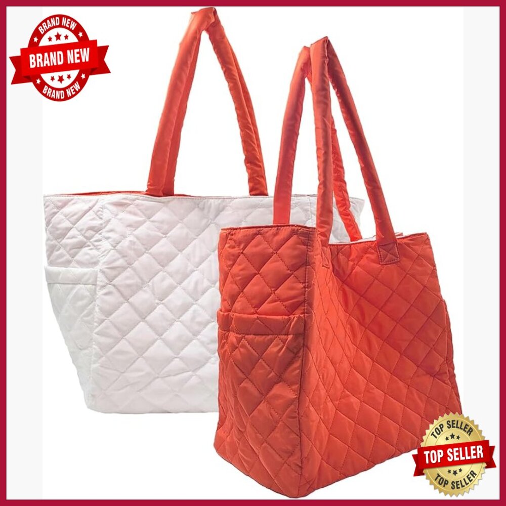 Lightweight Nylon Reversible Tote With Padded Straps And Magnetic Closure